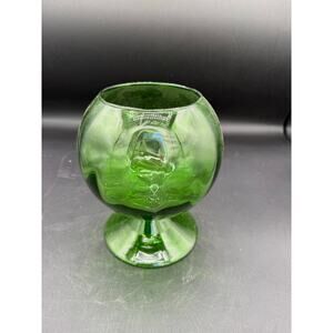 Vintage Empoli Optic Ribbed 6.5” Candy Bowl/ Apothecary Jar